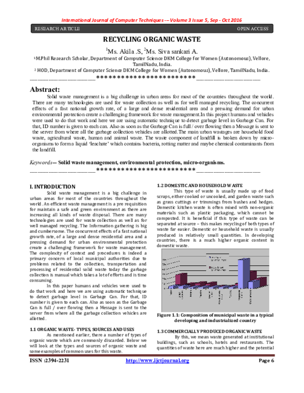 (PDF) RECYCLING ORGANIC WASTE International Journal of Computer