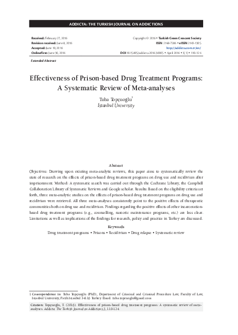(PDF) ADDICTA 3(1) Effectiveness of Prison-based Drug Treatment ...