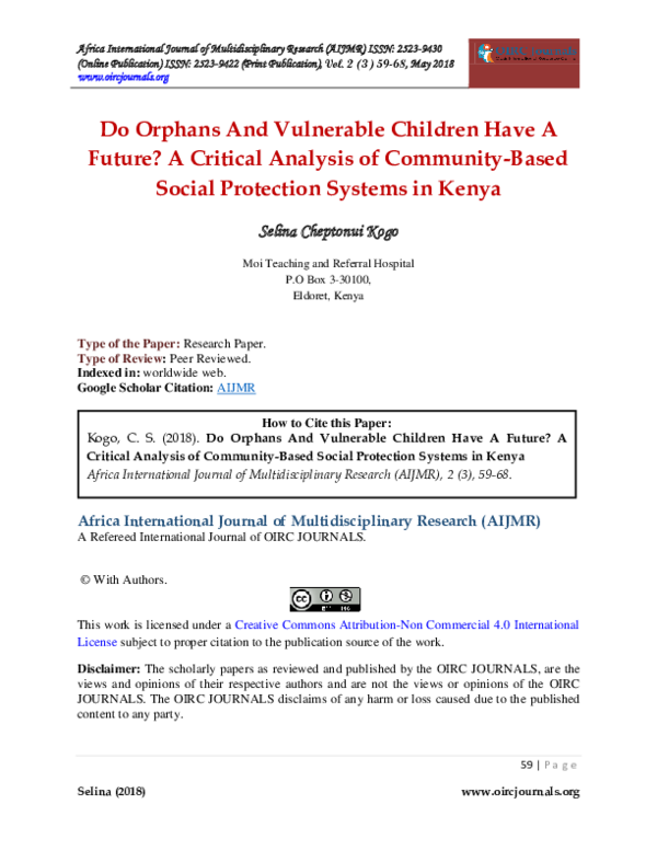 (PDF) Do Orphans And Vulnerable Children Have A Future? A Critical ...