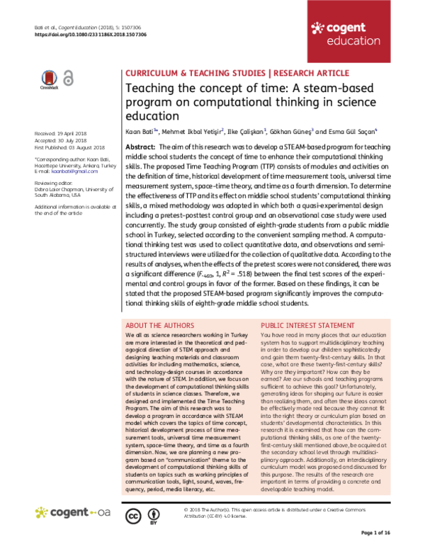 (PDF) Teaching the concept of time A steambased program on