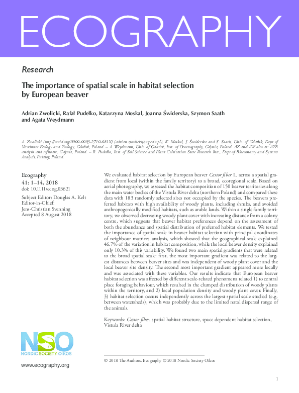 (PDF) The importance of spatial scale in habitat selection by European ...