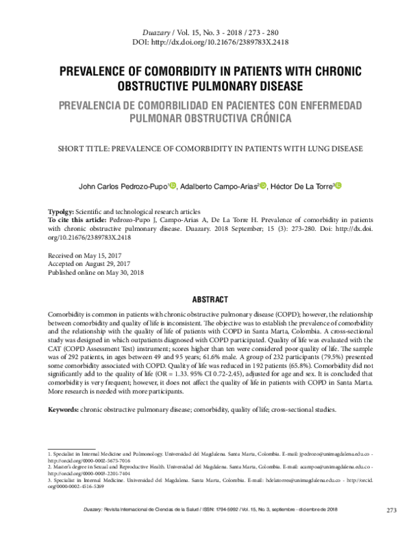 (PDF) Prevalence of comorbidity in patients with chronic obstructive ...