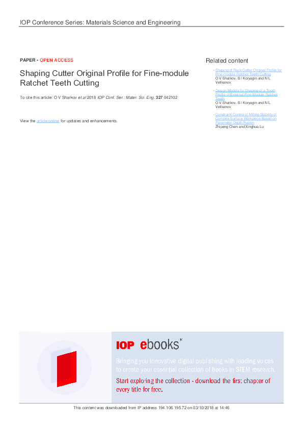 (PDF) Shaping Cutter Original Profile for Fine-module Ratchet Teeth ...