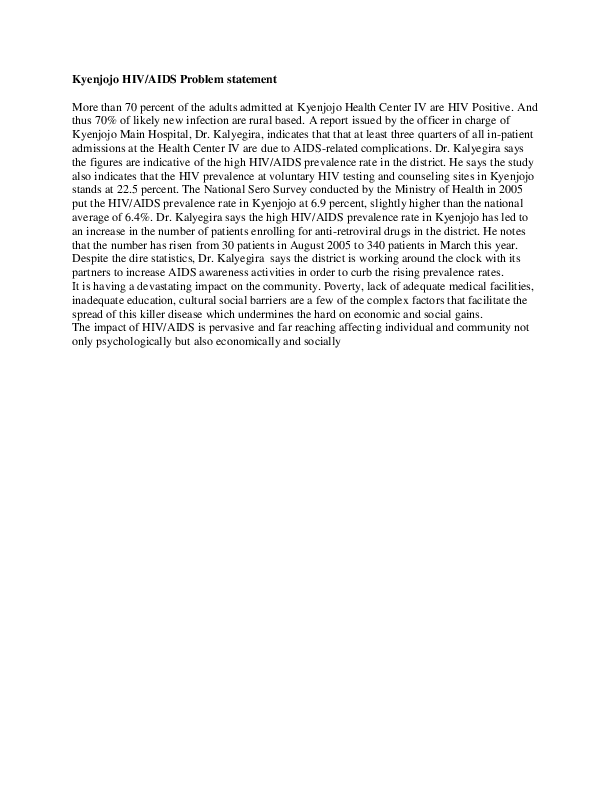 (DOC) Kyenjojo HIV/AIDS Problem statement