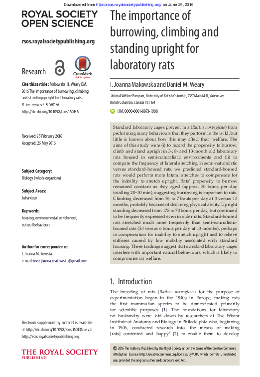 (PDF) The importance of burrowing, climbing and standing upright for ...