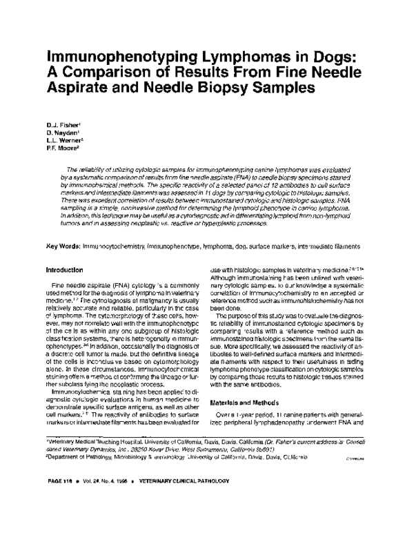 (PDF) Immunophenotyping Lymphomas in Dogs A Comparison of Results From