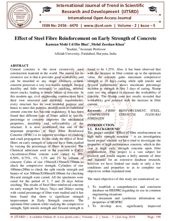 (PDF) Effect of Steel Fibre Reinforcement on Early Strength of Concrete