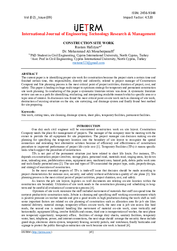 (PDF) CONSTRUCTION SITE WORK
