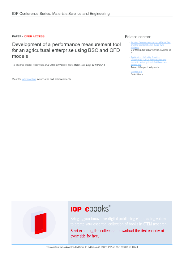 (PDF) Development of a performance measurement tool for an agricultural ...