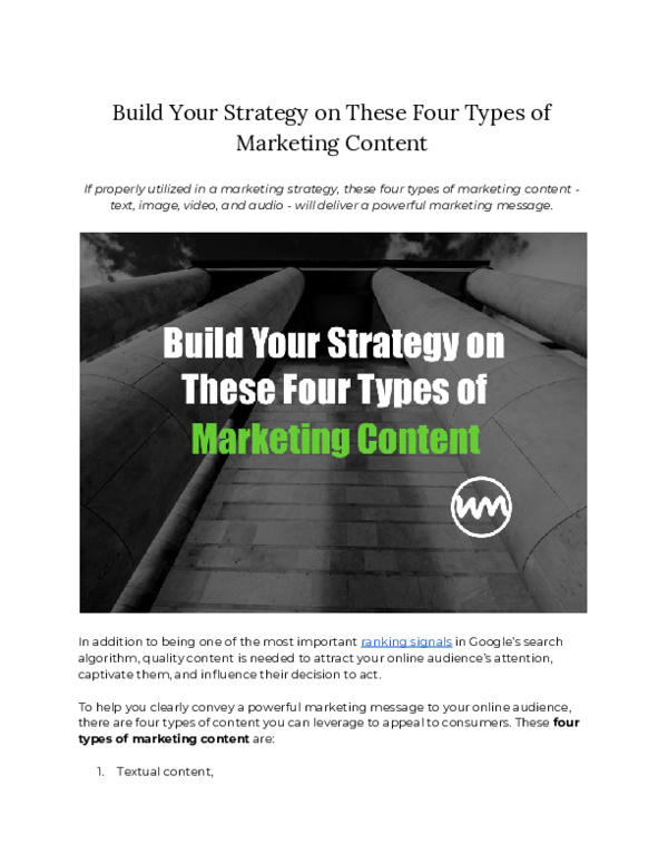 (PDF) Build Your Strategy on These Four Types of Marketing Content