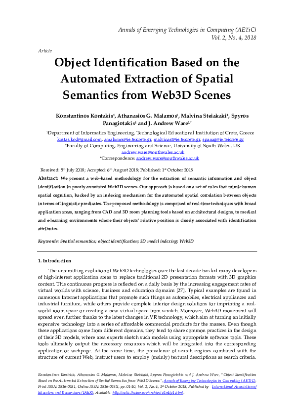 (PDF) Object Identification Based on the Automated Extraction of ...