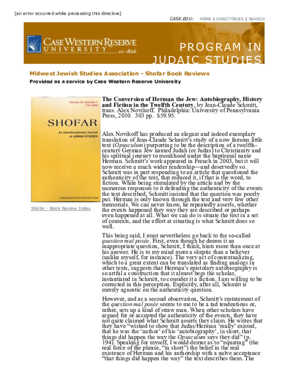 (PDF) William C. Jordan Review of The Conversion of Herman the Jew in