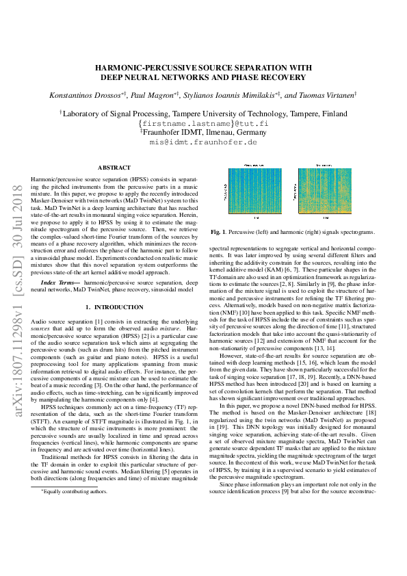 (PDF) Harmonic-Percussive Source Separation with Deep Neural Networks ...
