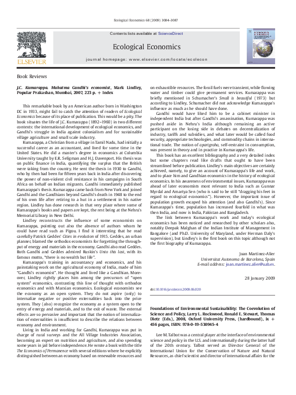 (PDF) JC Kumarappa. Mahatma Gandhi's economist, Mark Lindley, Popular ...