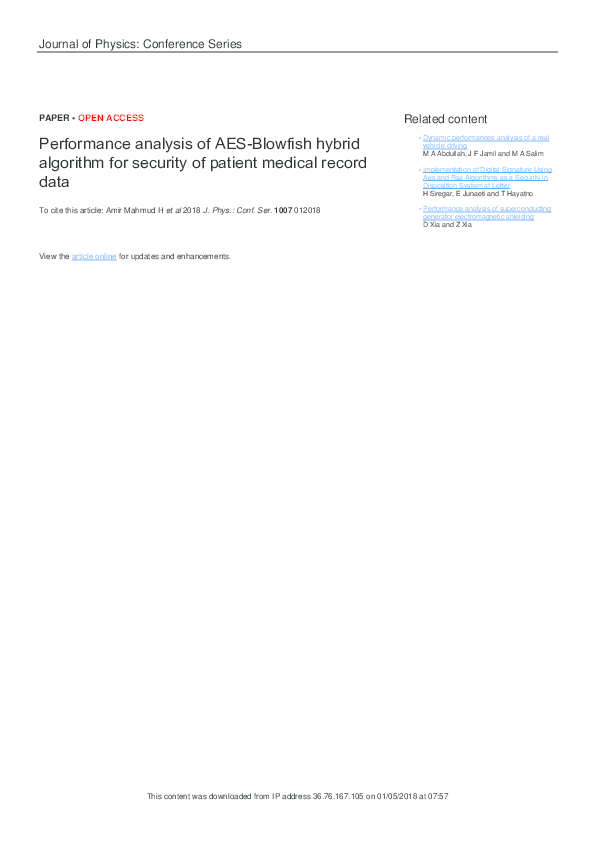 (PDF) Performance analysis of AES-Blowfish hybrid algorithm for ...