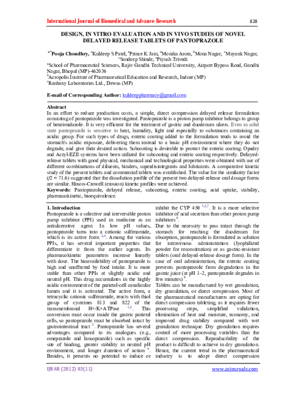 (PDF) DESIGN, IN VITRO EVALUATION AND IN VIVO STUDIES OF NOVEL DELAYED ...
