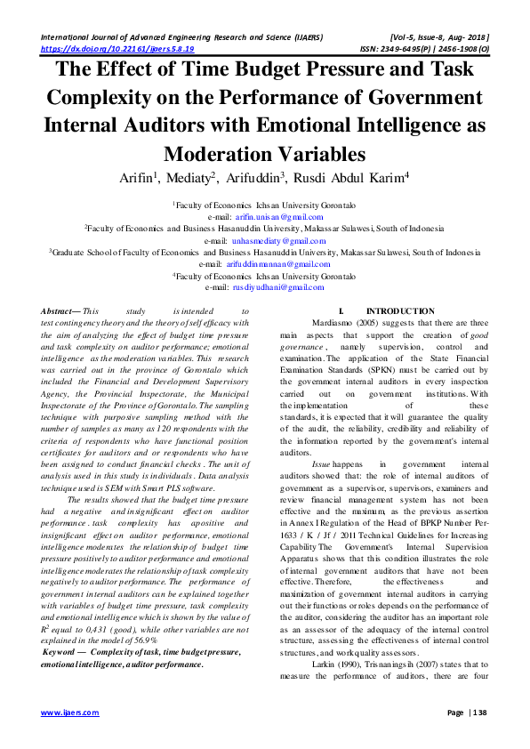 (PDF) The Effect of Time Budget Pressure and Task Complexity on the