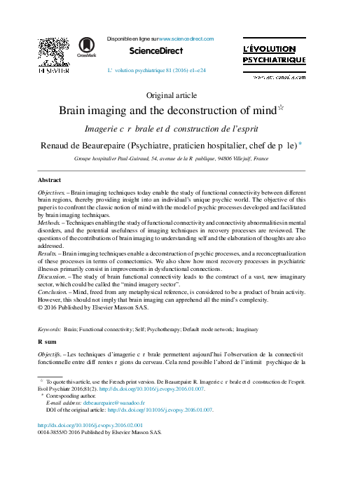 (PDF) ScienceDirect Brain imaging and the deconstruction of mind