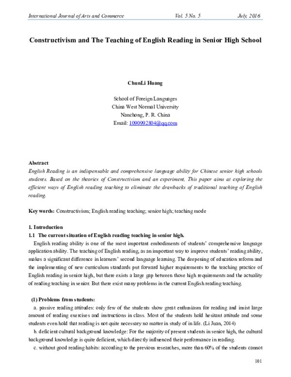 (PDF) Constructivism and The Teaching of English Reading in Senior High ...