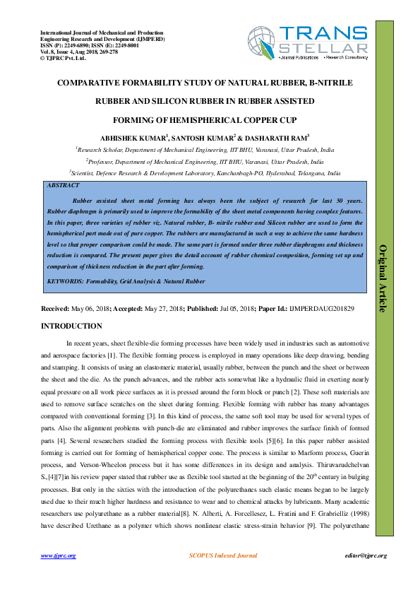 (PDF) COMPARATIVE FORMABILITY STUDY OF NATURAL RUBBER, B-NITRILE RUBBER ...