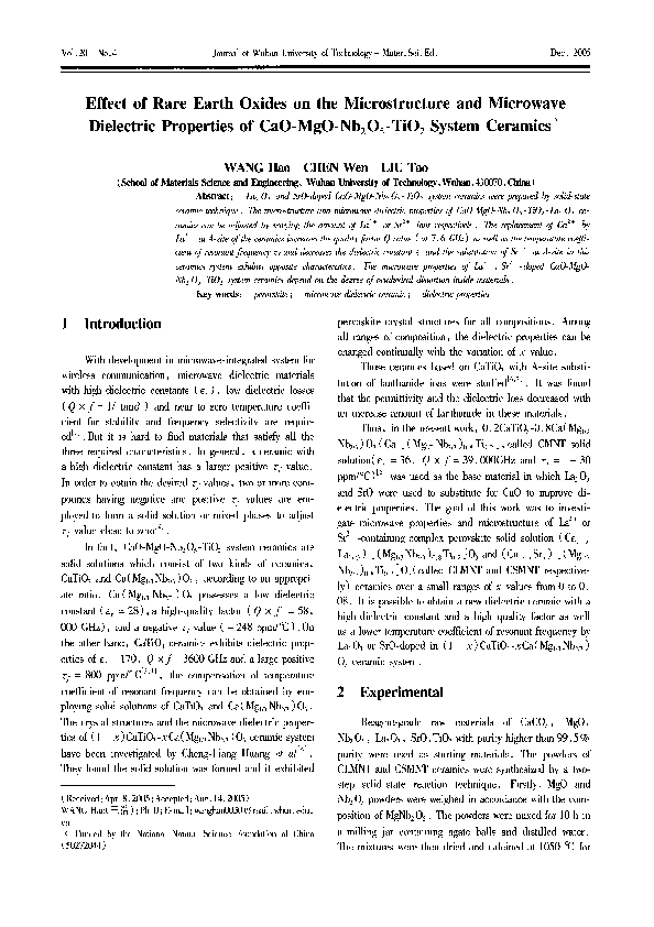 (PDF) Effect of rare earth oxides on the microstructure and microwave ...
