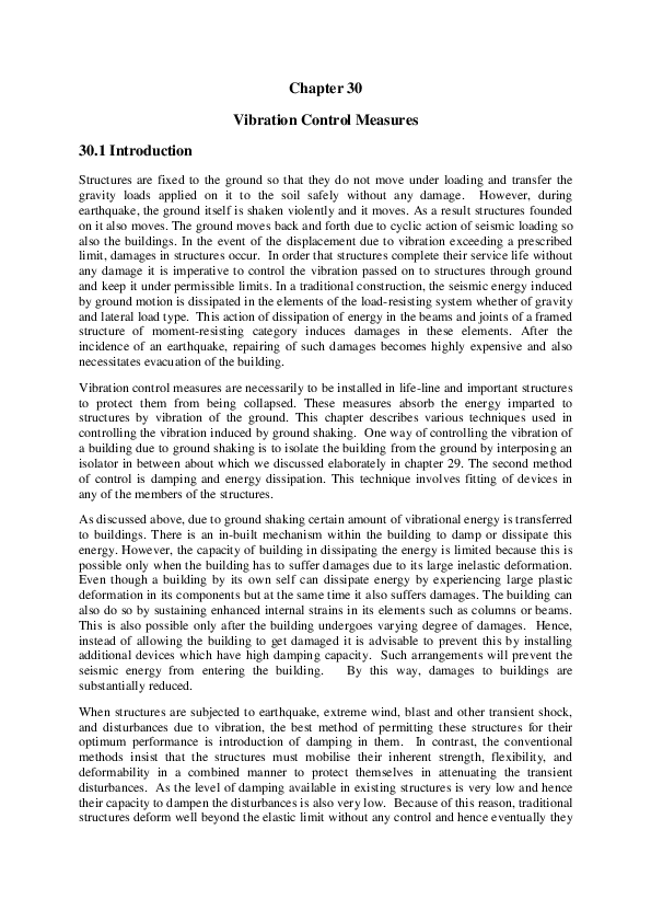 (DOC) Chapter 30 Vibration Control Measures 30.1 Introduction