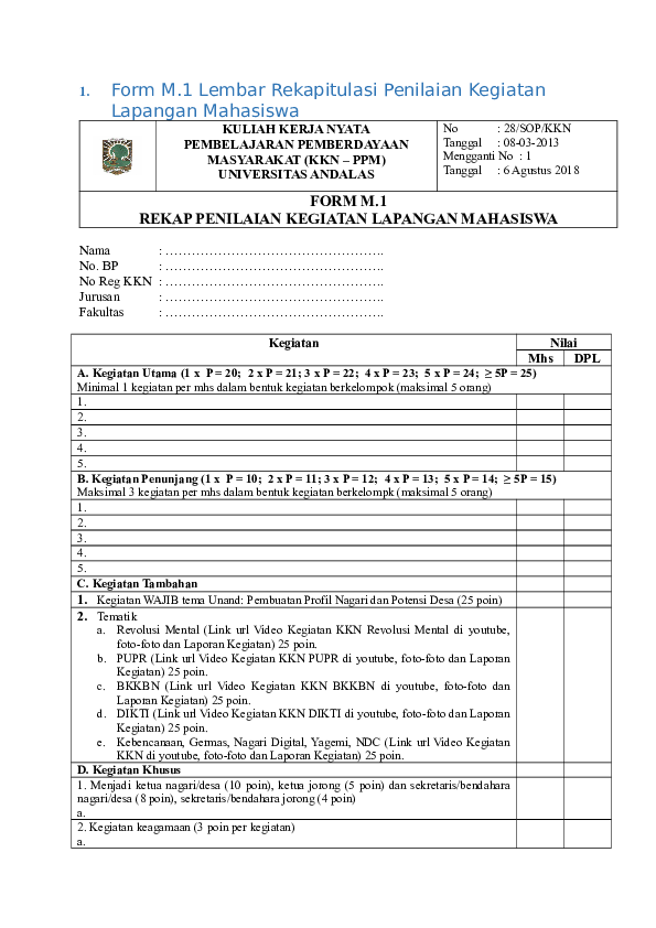 Format Penilaian Kkn Guru Paud