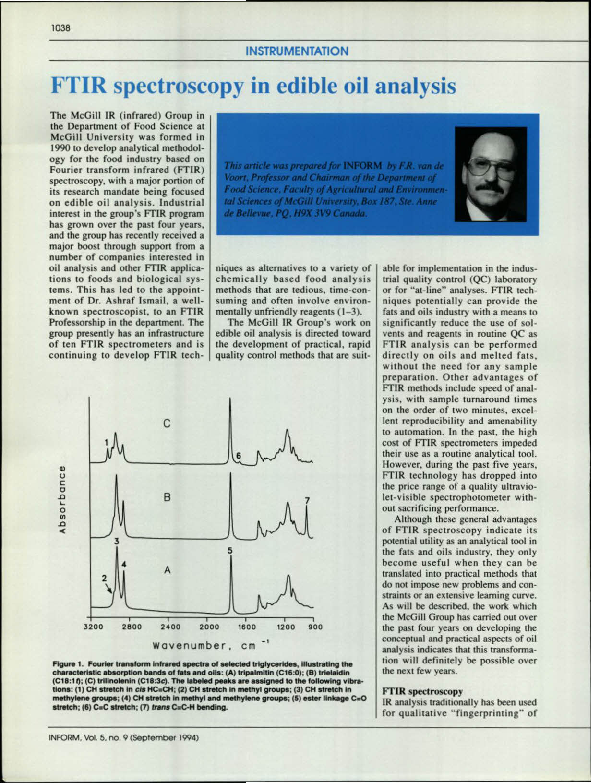 (PDF) 108 1994 FTIR spectroscopy in edible oil analysis Frederik