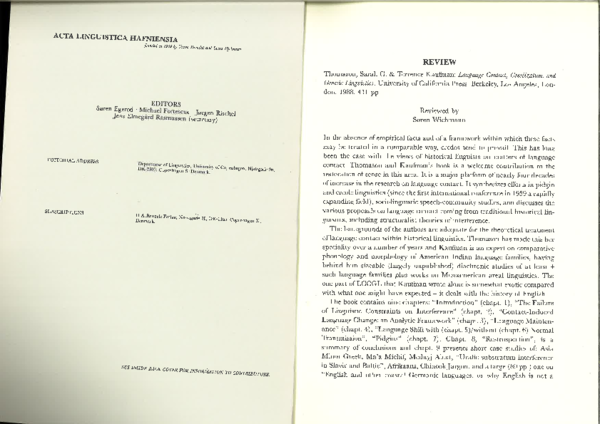 PDF) Thomason, Sarah G. & Terrence Kaufman: language contact