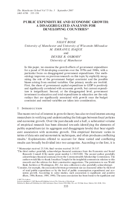 (PDF) PUBLIC EXPENDITURE AND ECONOMIC GROWTH: A DISAGGREGATED ANALYSIS ...