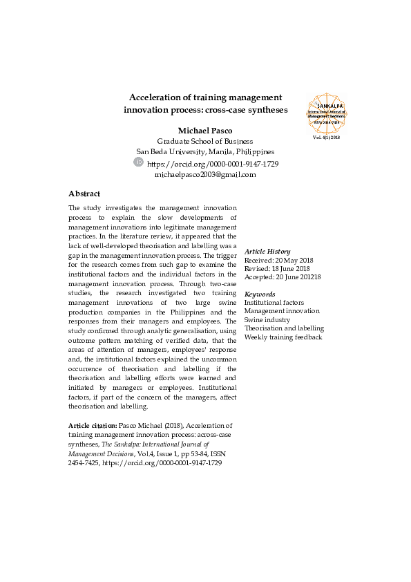 (PDF) Acceleration of training management innovation process: cross ...