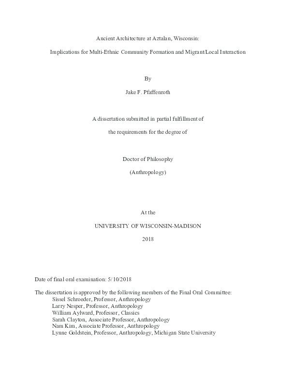 Ancient Architecture at Aztalan, Wisconsin: Implications for Multi-Ethnic Community Formation and Migrant/Local Interaction