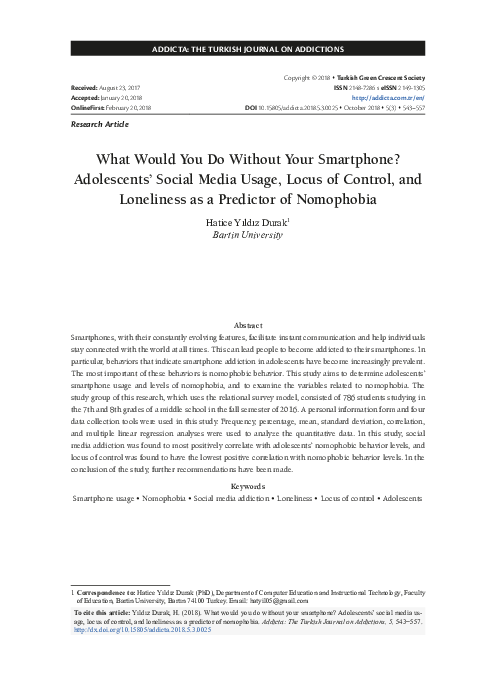 Nomophobia: An Individual's Growing Fear of Being without a Smartphone ...