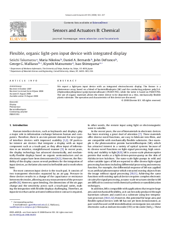 (PDF) Flexible, organic lightpen input device with integrated display