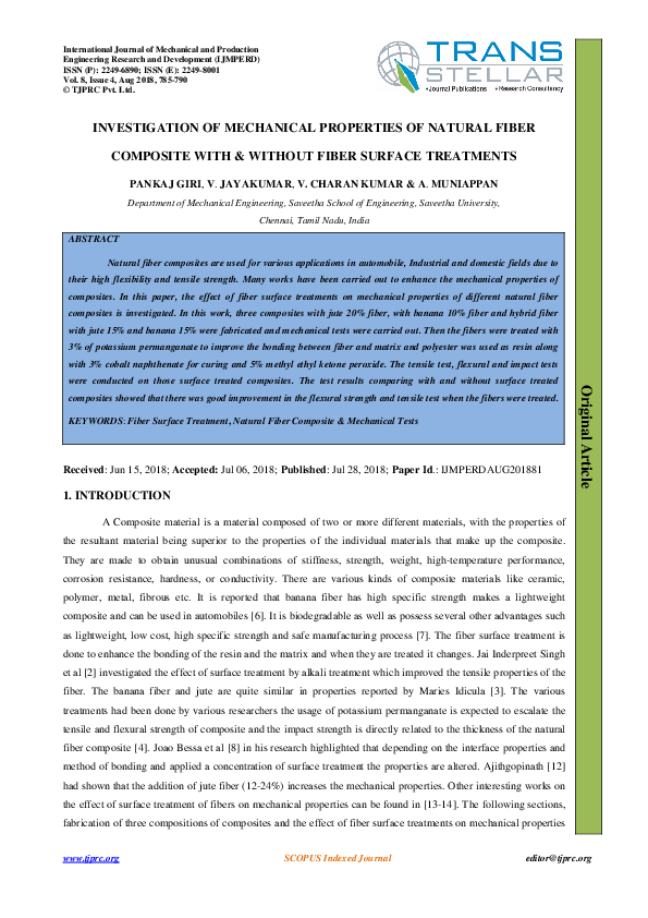 (PDF) INVESTIGATION OF MECHANICAL PROPERTIES OF NATURAL FIBER COMPOSITE ...