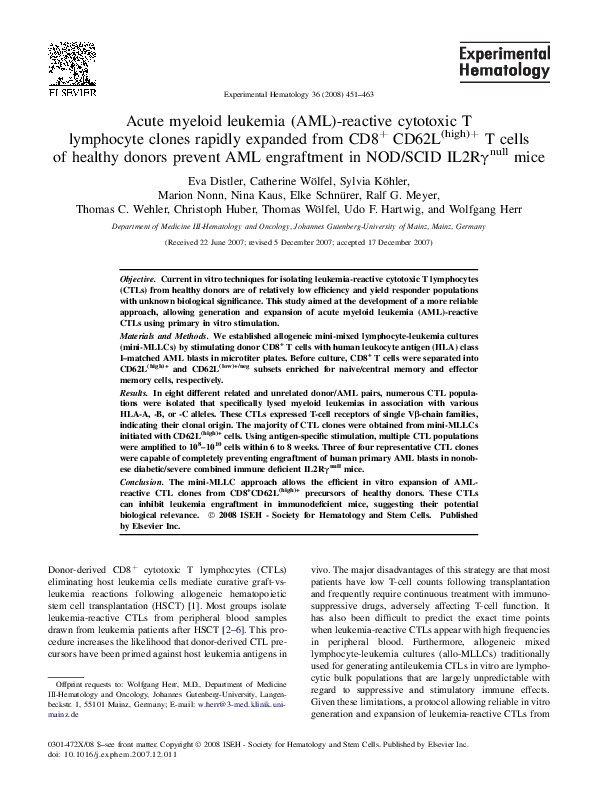 (PDF) Acute myeloid leukemia (AML)-reactive cytotoxic T lymphocyte ...