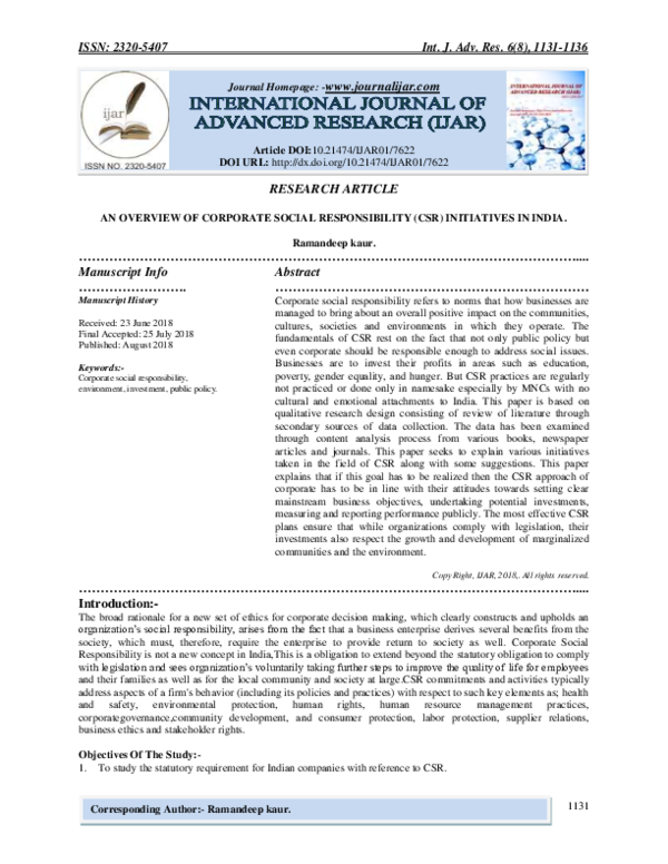 Csr in india scholarly articles picture