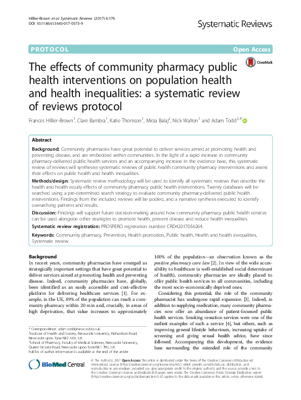 (PDF) The effects of community pharmacy public health interventions on ...