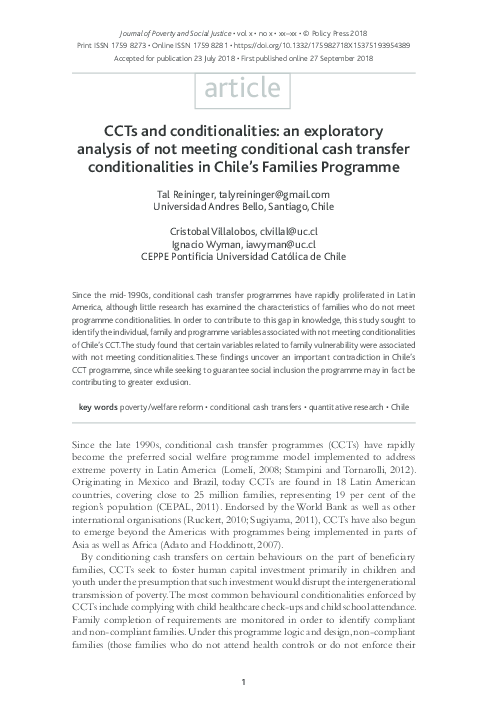 (PDF) CCTs and conditionalities: an exploratory analysis of not meeting ...