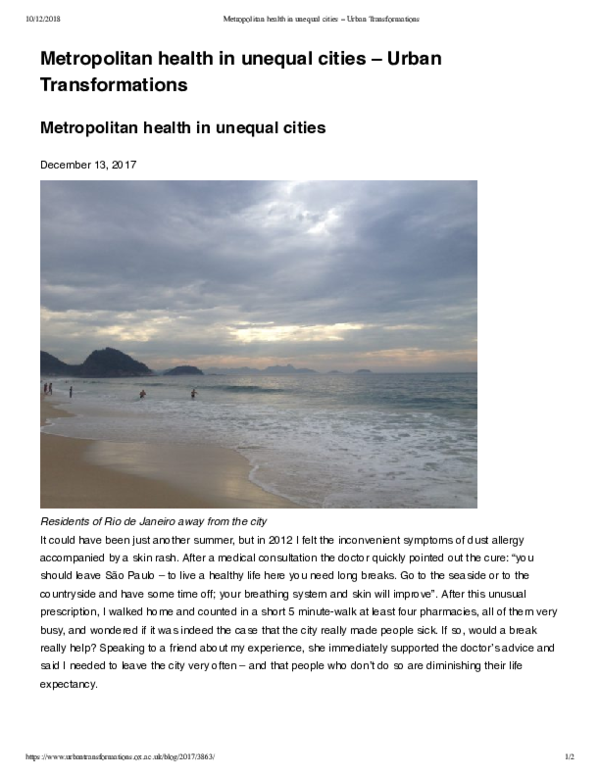 (PDF) Metropolitan health in unequal cities