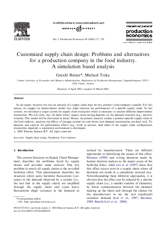 (PDF) Customized supply chain design Problems and alternatives for a production company in the