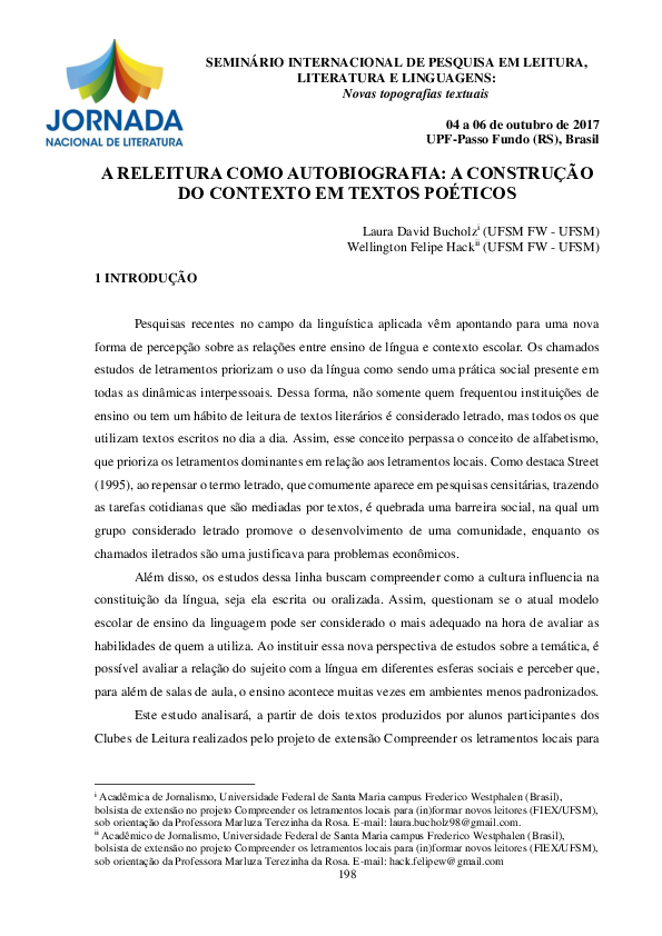 Exemplo De Autobiografia De Um Aluno