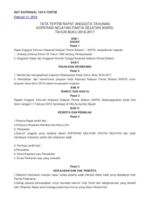 (DOC) RAT KOPERASI, TATA TERTIB
