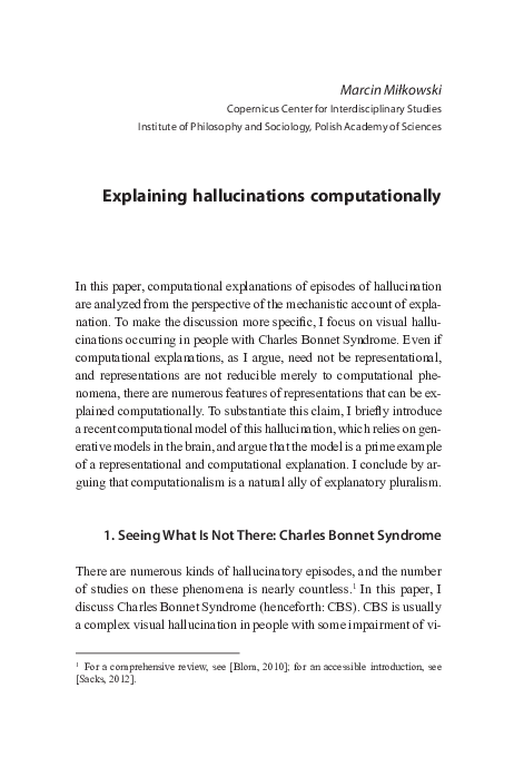 (PDF) Explaining hallucinations computationally | Marcin Miłkowski