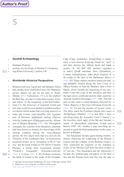 Swahili Archaeology New edition