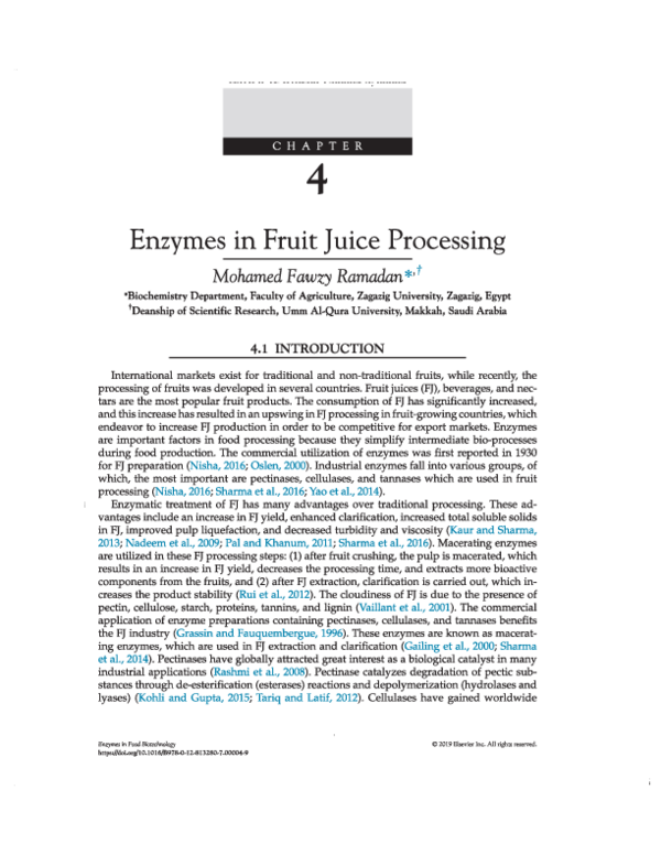 (PDF) Enzymes in Fruit Juice Processing Prof. Mohamed Fawzy Ramadan