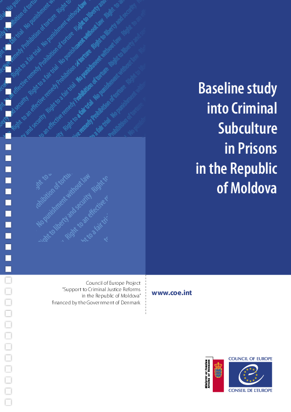 First page of “Baseline study into Criminal Subculture in Prisons in the Republic of Moldova”