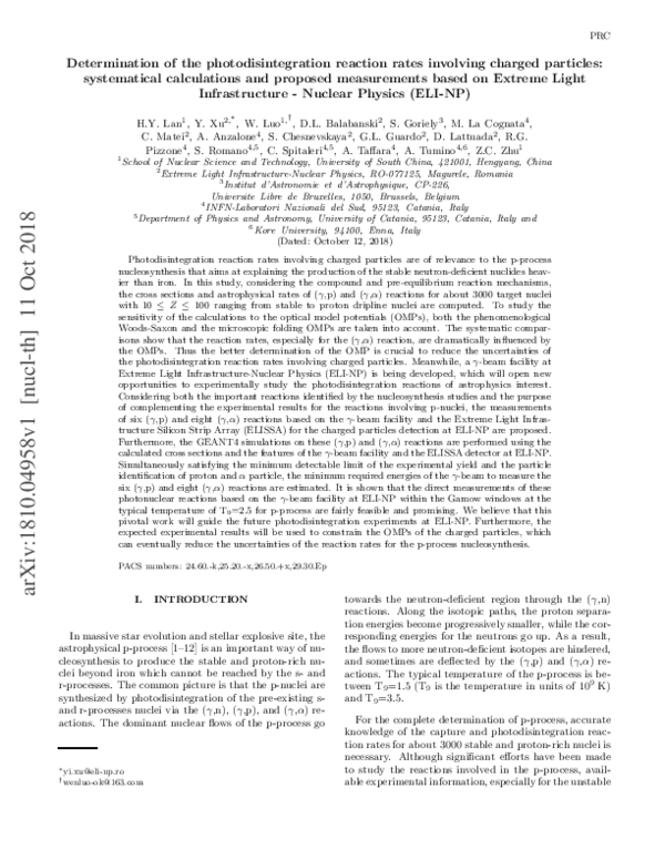 (PDF) Determination of the photodisintegration reaction rates involving ...
