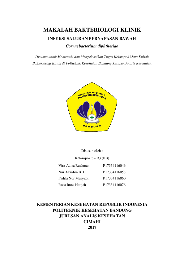 Pdf Makalah Bakteriologi Klinik Corynebacterium Diphtheriae Nur Azzahra Academia Edu Pdf Makalah Bakteriologi Klinik Corynebacterium Diphtheriae Nur Azzahra Academia Edu