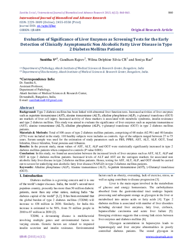 (PDF) Evaluation of Significance of Liver Enzymes as Screening Tests